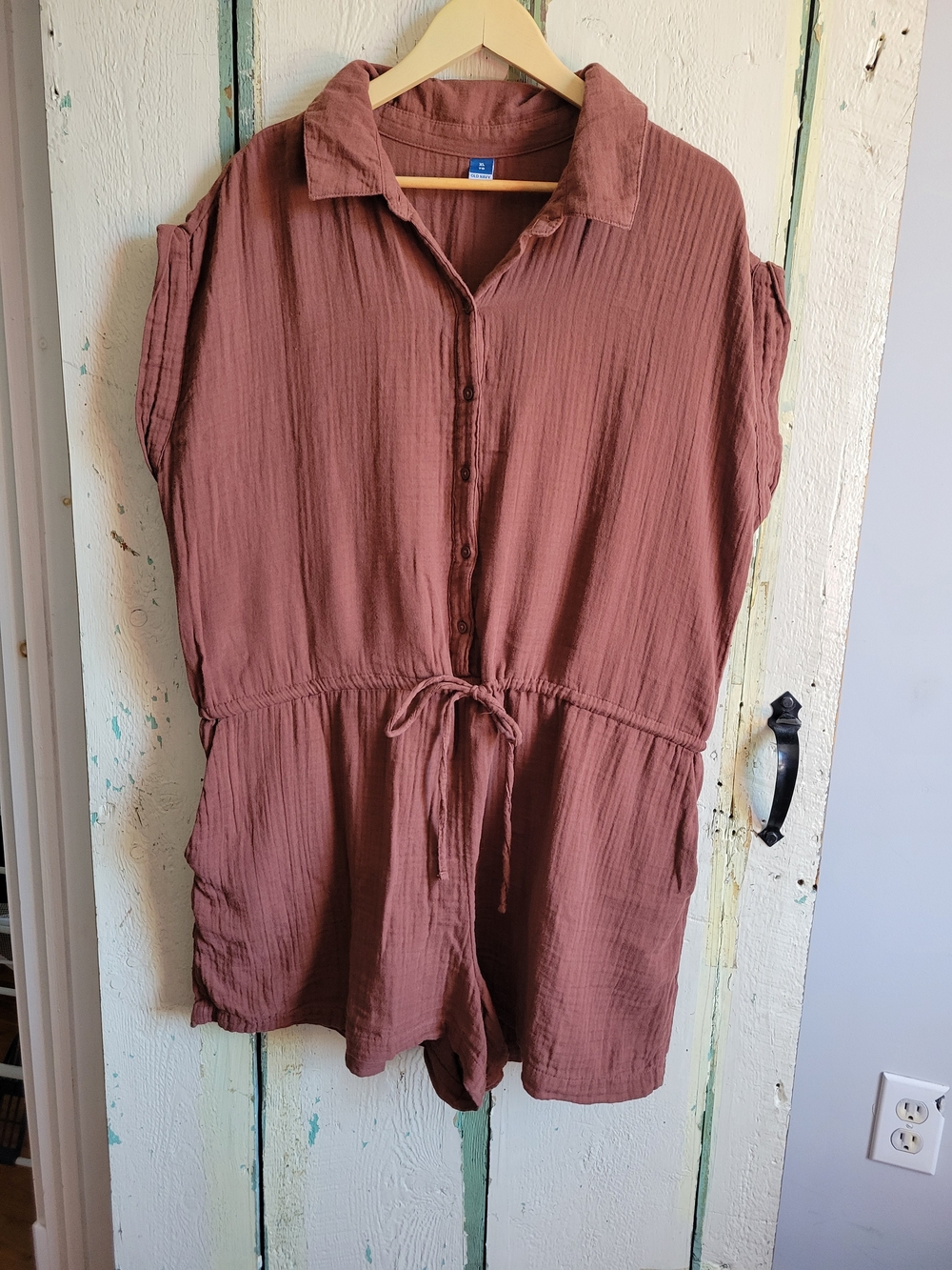 Old Navy Rust Brown Button-Front Cotton Gauze Romper